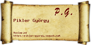 Pikler György névjegykártya